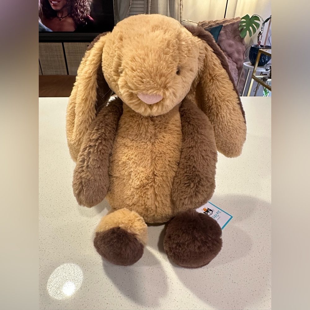 JellyCat Medium Patchwork Bashful Brown Bunny NWT